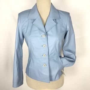 Talbots Blue Leather Blazer Size 2P